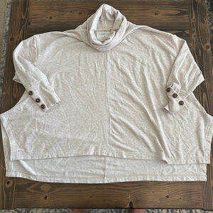 Women’s The Sweatshirt Project Cowl Neck Beige Modal Blend Sweatshirt 1X Minimal